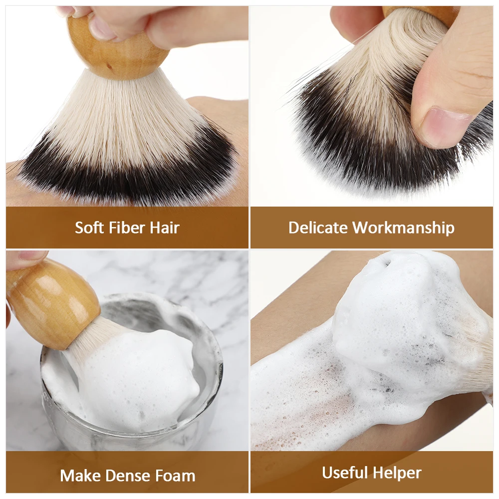 

New 3 in 1 Shaving Set Synthetic Hair Shaving Brush Stand Holder Mug Bowl Set Stainless Steel Shaving Stand with Shaving Bowl