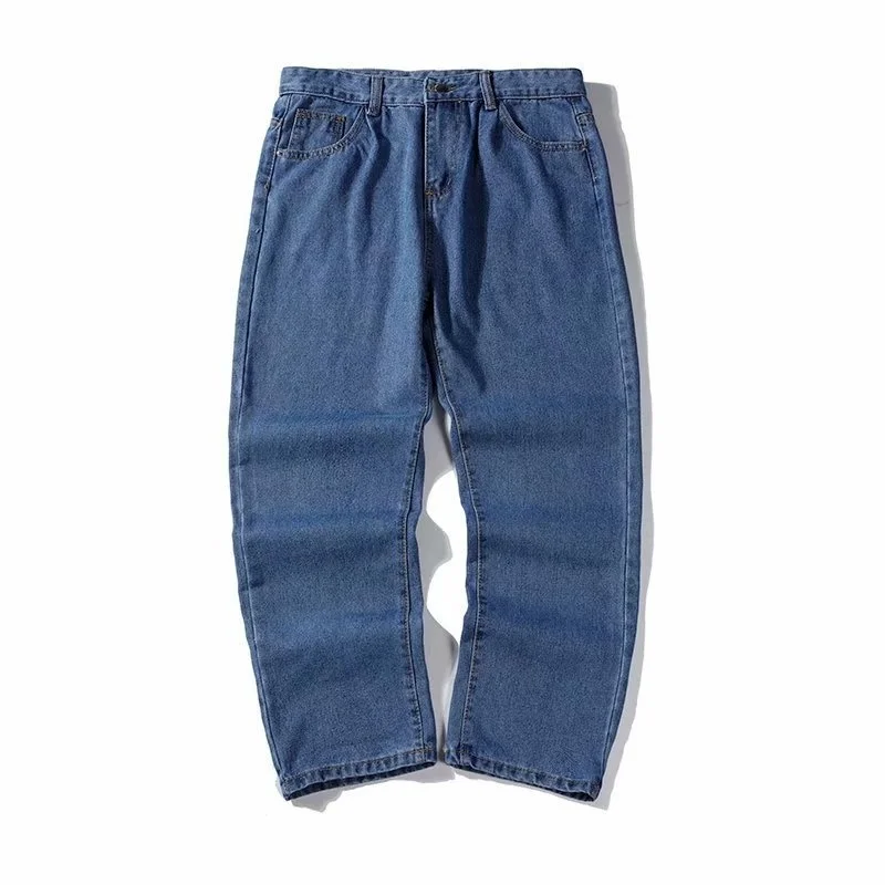 

Drop feeling wide leg jeans men's fashion loose tooling straight men's father pants Korean versatile pants