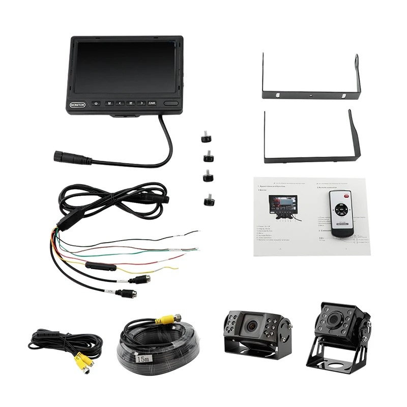 

7 Inch Hd Car Monitor Front Rear View Camera Waterproof For Excavator Harvester Truck