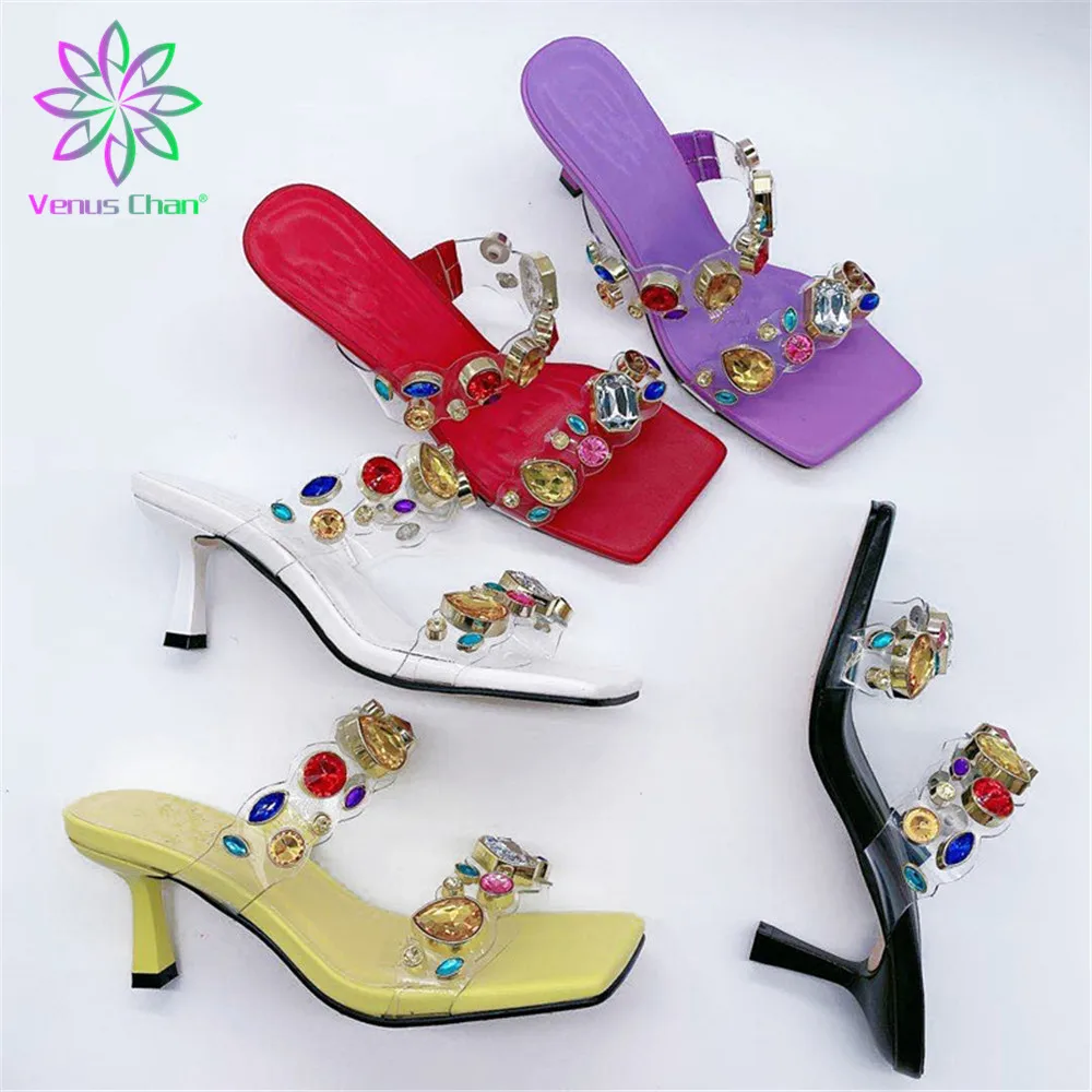 

Fashion Women Summer Fashionable 2021 Skid-Proof Square Toe Shoes Without Light Pumps Low Heels Italian Woman Wedding for Party