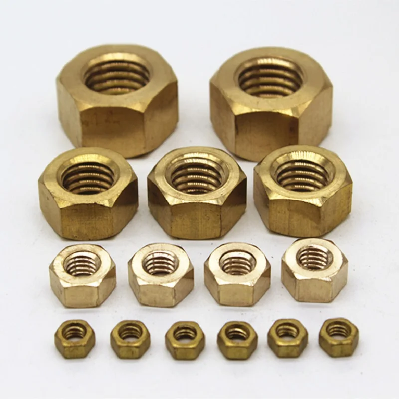 

50Pcs DIN934 M1 M1.2 M1.4 M1.6 M2 M2.5 M3 M4 M5 M6 M8 m10 m12 Brass Nut not Copper Hexagonal Nut & Brass with nickel Hex Nut