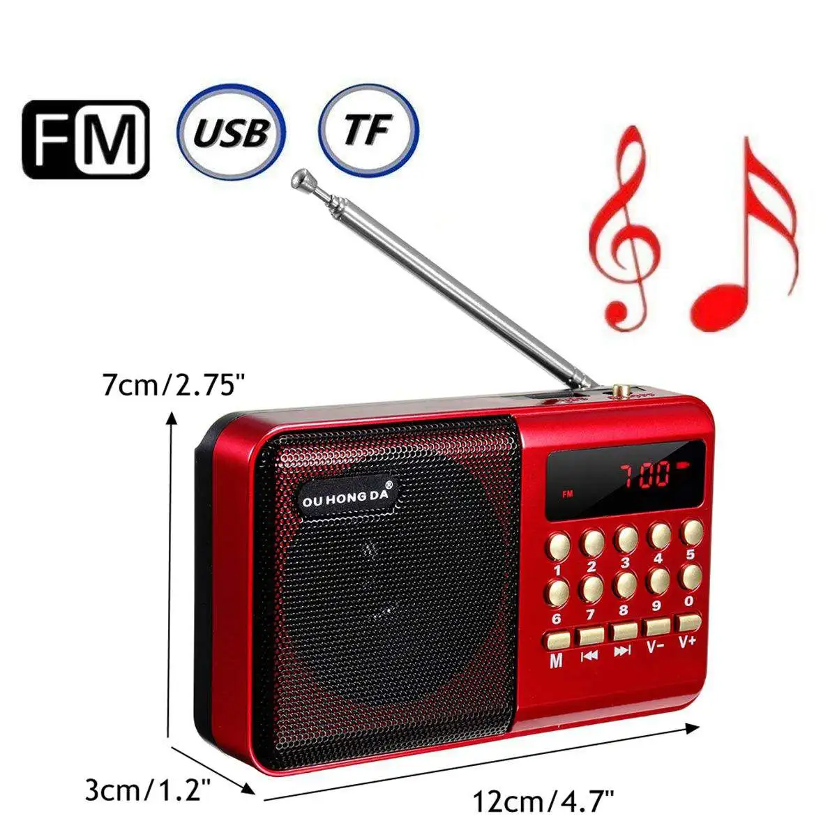 Портативное портативное радио цифровое FM-радио USB TF mp3-плеер динамик