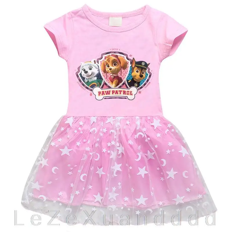 Летнее Хлопковое платье с коротким рукавом и принтом Щенячий патруль - купить по