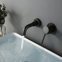 Small Faucet Wash Basin Tap Water Hot Cold Modern 15 Cm Alba Matt Black Bathroom Wall Mount Switch Round Wholesale Brass
