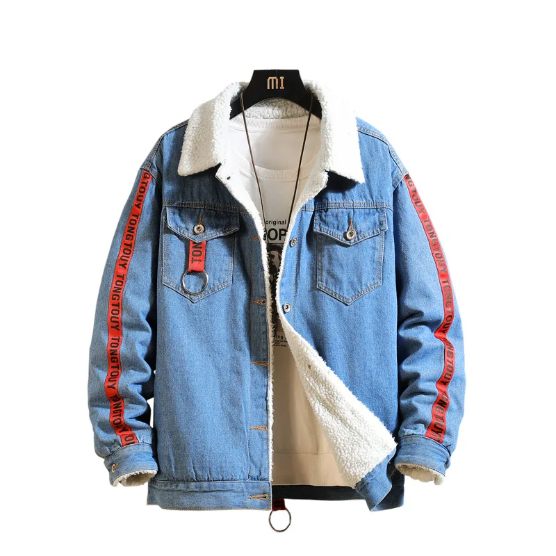 

Vogue Pop Men Jeans Jacket Mens Denim Coat Fleece Bomber Jackets Men Hip Hop Man Vintage Denim Jacket Streetwear