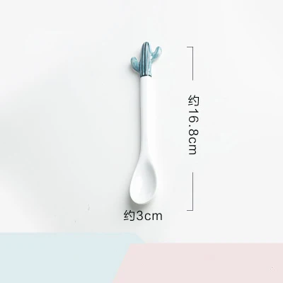 Long Spoon 1 1 шт., набор керамических ложек с милым КАКТУСОМ, ложка для кофе, молока, супа, фруктов, мороженого, десерта, чайных ложек, кухонные аксессуары, питьевые инструменты - Цвет: Long Spoon 1