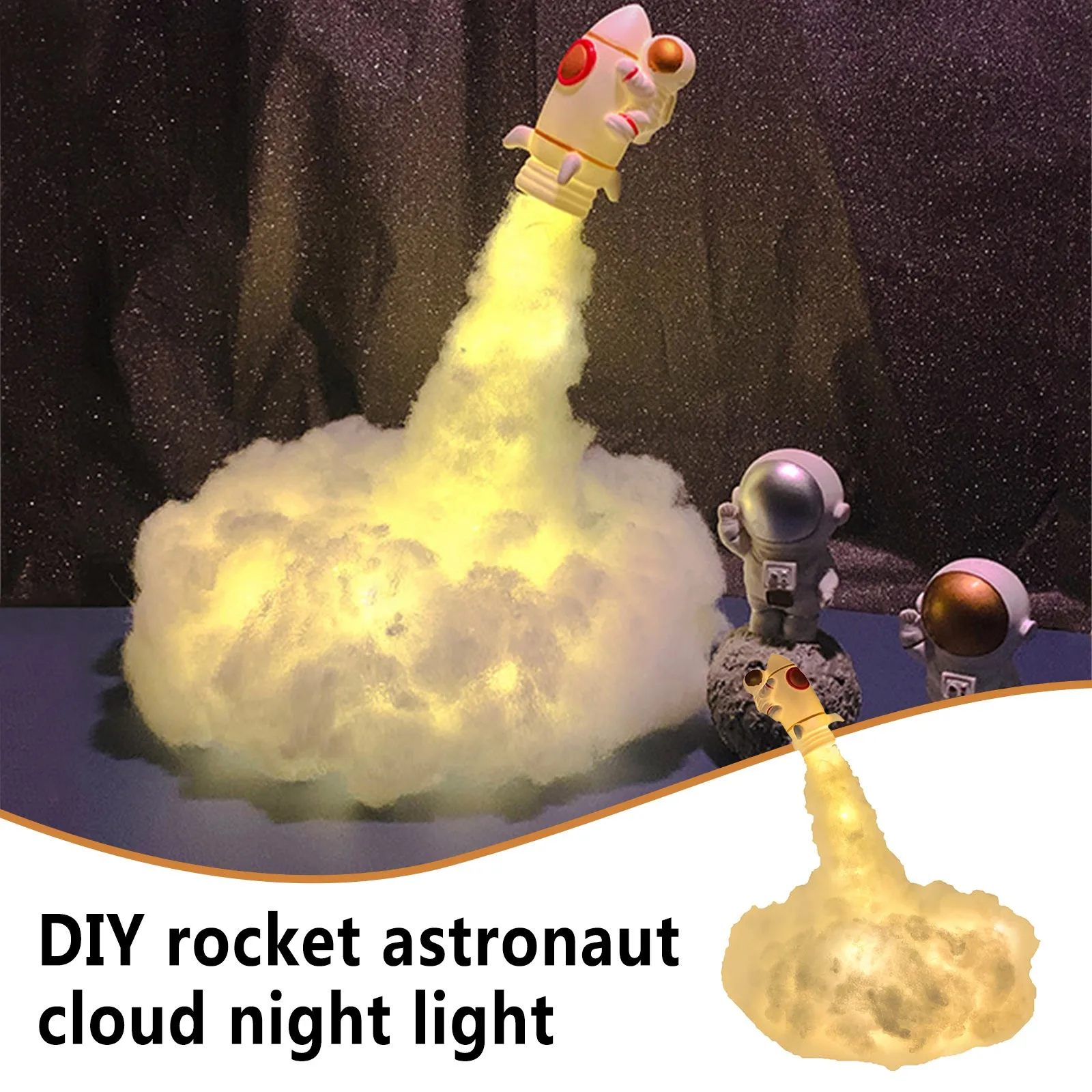 

LED Colorful Clouds Astronaut Lamp With Rainbow Effect As Children's Night Ligh Creative Birthday Gift Lamp Home Decoration