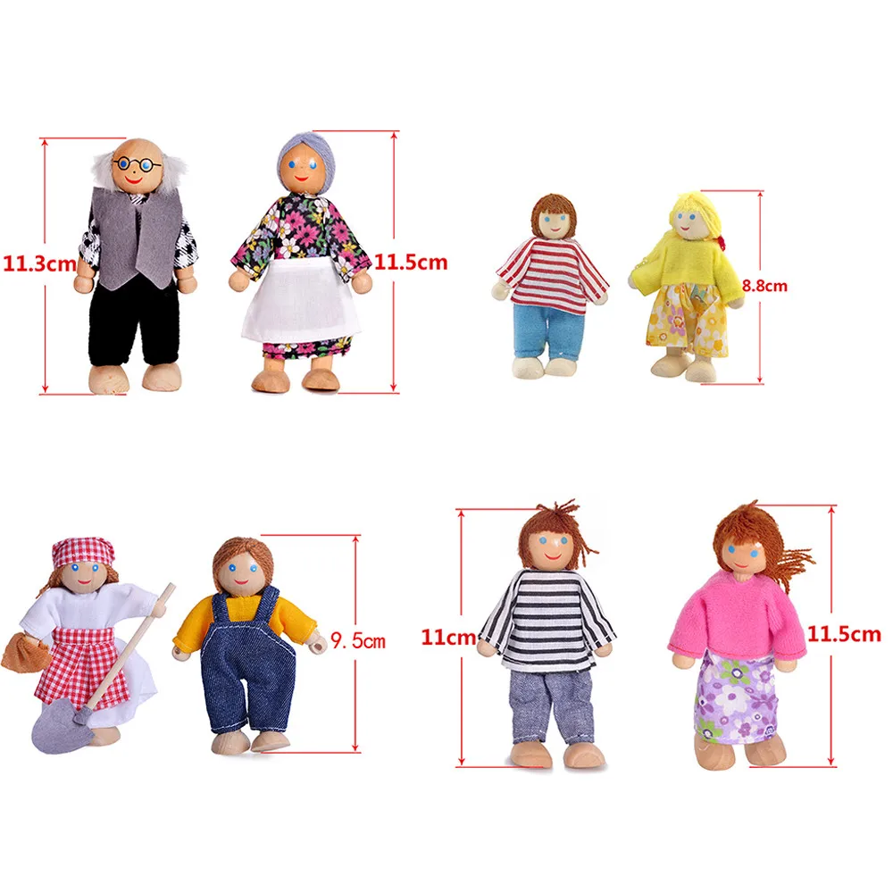 

Wooden Dolls Toys Figures Furniture House Family Miniature 7 People Doll Toy For Kid Child Enfants Brinquedos Baby Play Toys W*