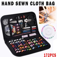 172pcs manual sewing kit multi function kitting needles tools home travel diy stitching embroidery with crochetbuttonscissors