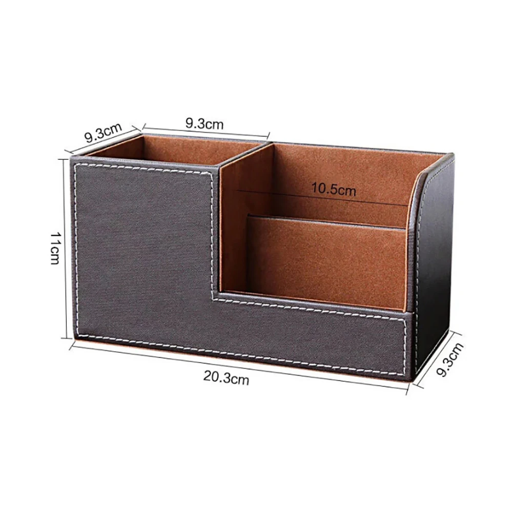 

Multi-Function Desk Stationery Organizer Storage Box Pen/Pencil Cell Phone Business Name Cards PU Leather + High Density Board