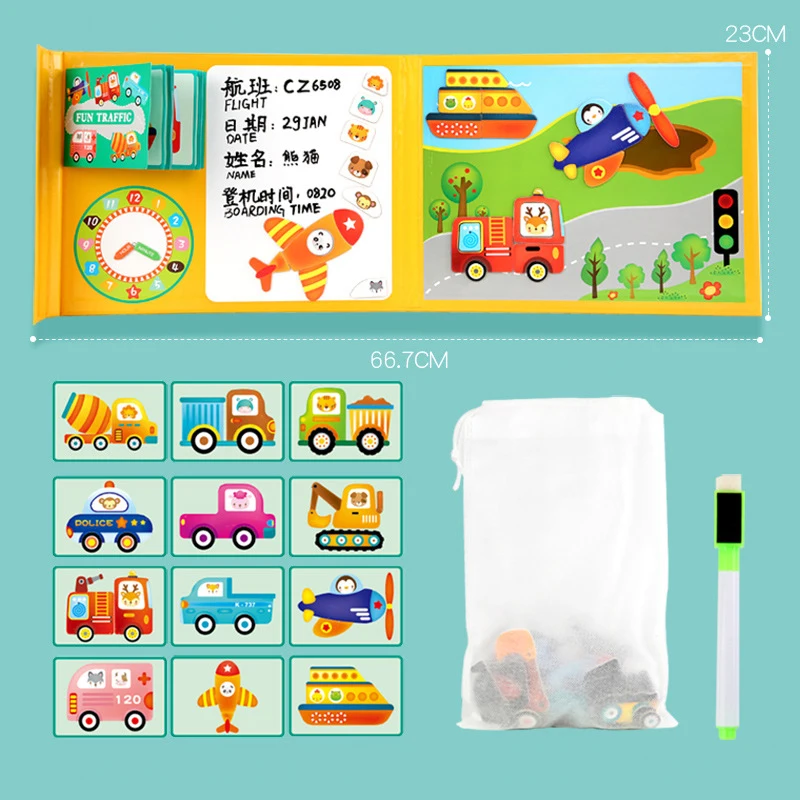 

Newest Kids Magnetic 3D Puzzle Traffic Jigsaw Toys Montessori Educational Drawing Games Brain Train Learning Toy Gift for Child