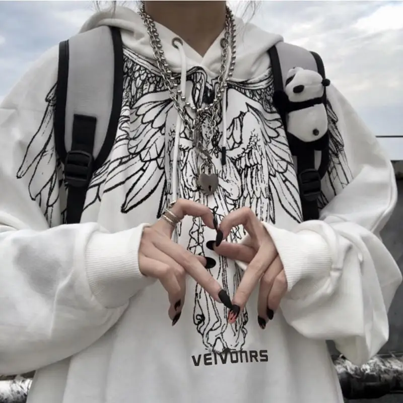 Новинка Осень-зима 2021 свободный бархатный свитер для пар с узором крыльев Ангела