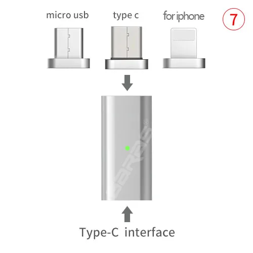 GARAS Тип-C на Micro/для iPhone Магнитный адаптер для iPhone/Android 3in 1 кабель для передачи данных конвертер адаптер Тип C на Micro USB C - Цвет: TypeC to 3in1