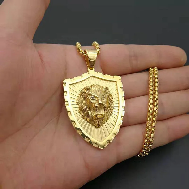 В стиле хип хоп золото Цвет ожерелье из нержавеющей стали Мужской Лев Кулоны для