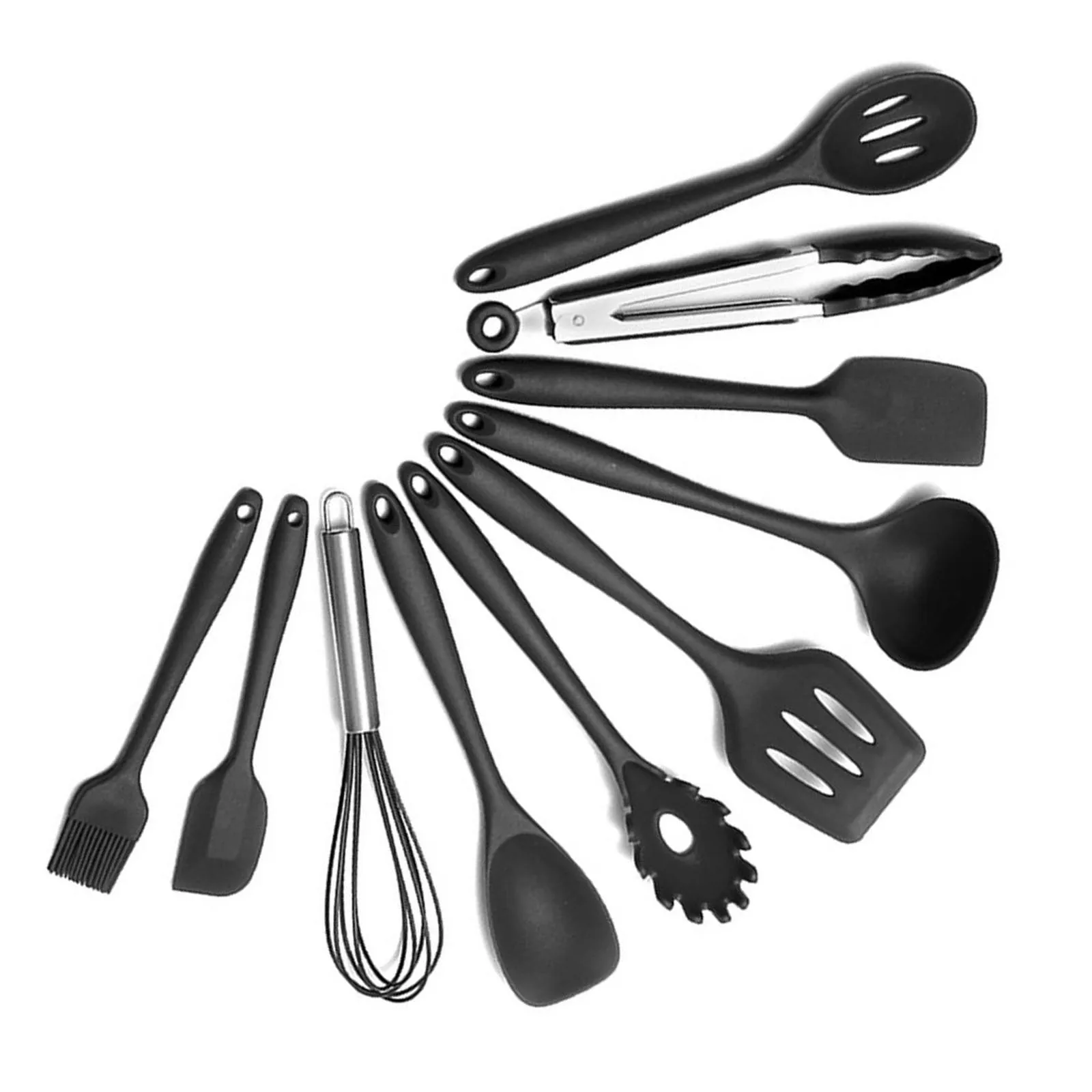 

Silicone Cooking Utensil Sets 10pcs Kitchen Cooking Tools Turner Tongs Spatula Spoon Cooking Utensils