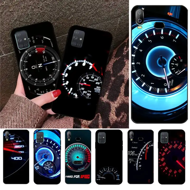 

HPCHCJHM Car Speedometer Racing Black TPU Soft Phone Case Cover For Samsung A10 A20 A30 A40 A50 A70 A80 A71 A91 A51 A6 A8 2018