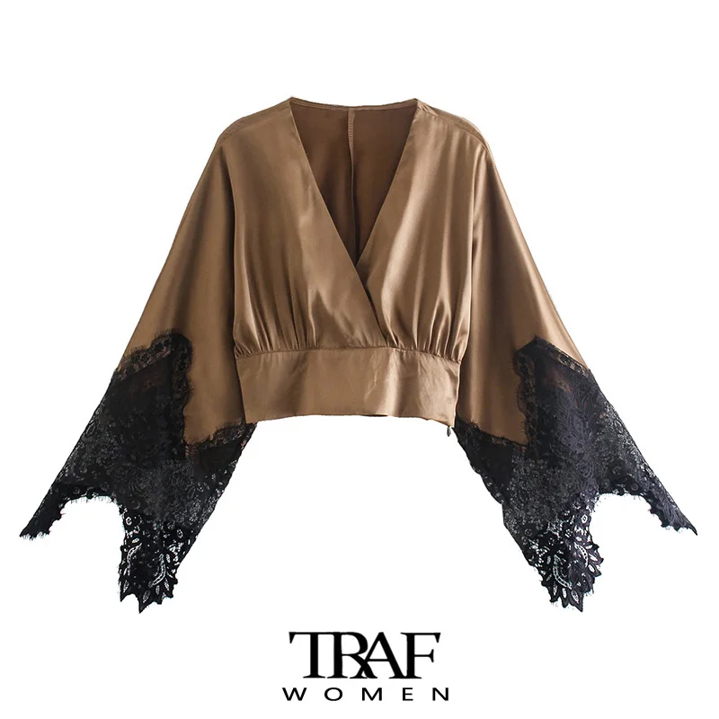 

Блузка-кимоно Женская кружевная с длинным рукавом, на молнии