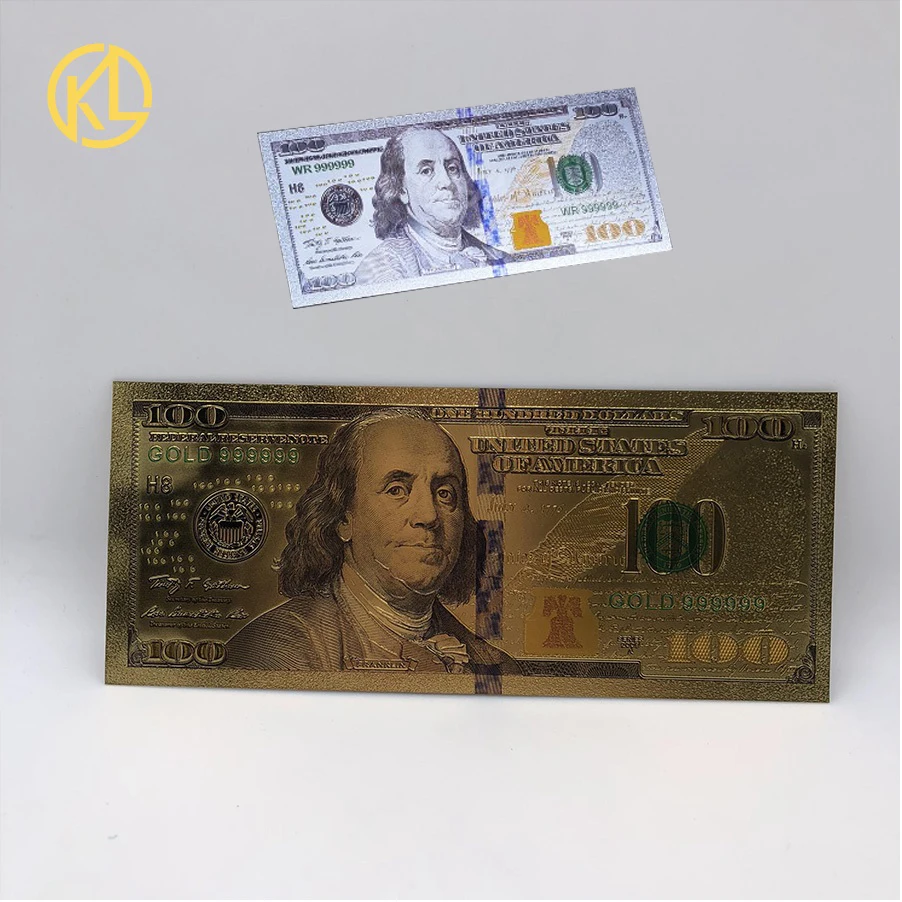 Коллекционный подарок 2011 года $100 US серебряные банкноты валюта доллара мировая