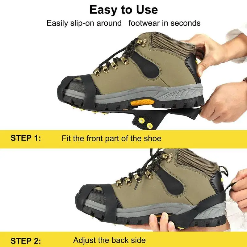

1pair 10 Studs Anti-skid Ice Gripper Spike Winter Climbing Anti-slip Spikes Grip Cleats over Shoes Covers Climb Accessories