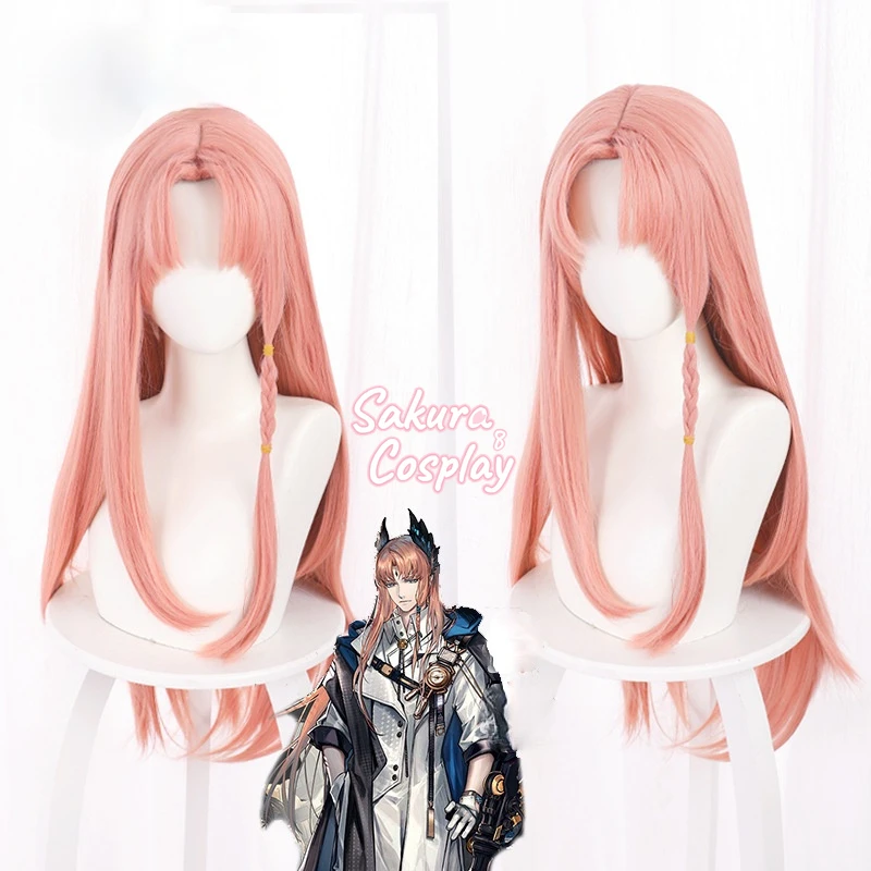 

Game Arkbights Passenger Cosplay Pink Long Straight Braid Heat Resistant Synthetic Hair Halloween Carnival Party + Free Wig Cap