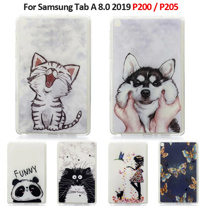 Мягкий ТПУ чехол для планшета с принтом милого кота щенка бабочки samsung Galaxy Tab A 8 0