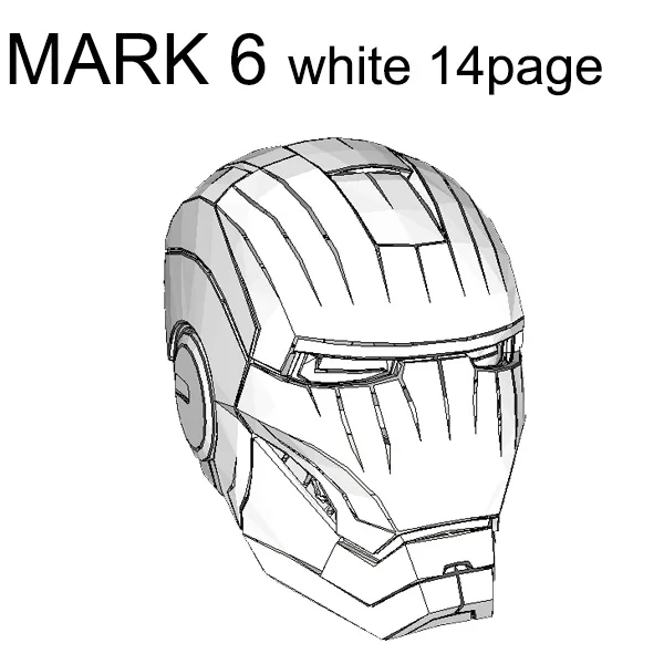 Mark 6 white Железный человек DIY может носить шлем 1:1 Бумажная модель нужна ручная работа - Цвет: Mark 6 white