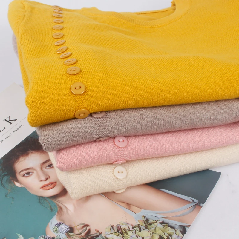 GIGOGOU вязаный женский свитер большого размера с круглым вырезом и пуговицами