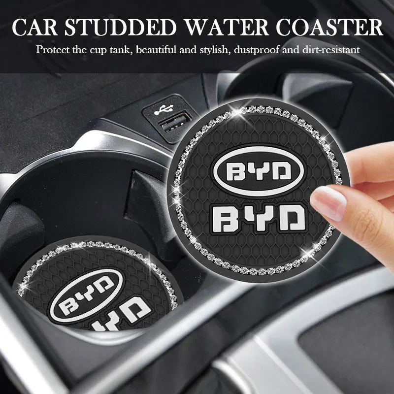 

2pcs Rhinestone Car Cup Holder Coaster Non Slip Pad Mat for Byd I3 S7 G3 F3 S6 F0 E5 Car Interior Decoration Coaster Accessories