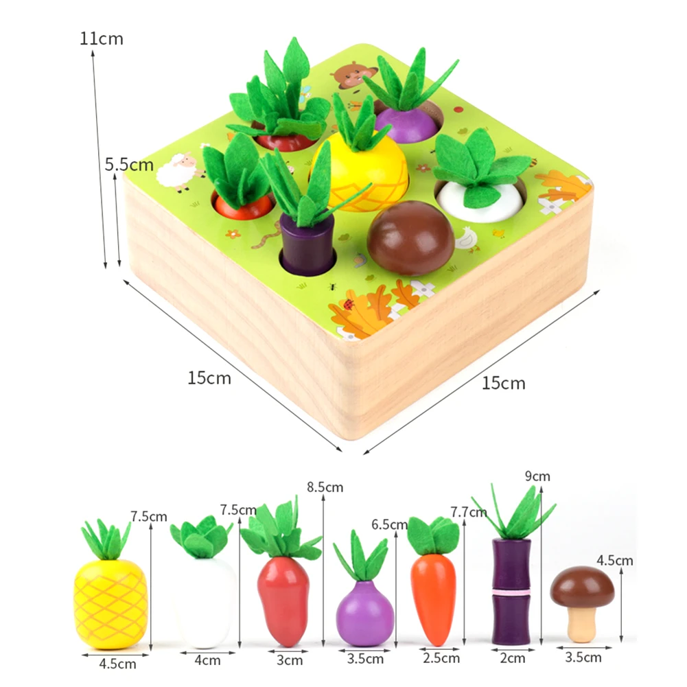 

Wooden Board Vegetable Carrot Harvest Matching Puzzle Children Kids Toddler Toy Kids Educational Toys for Children Gift