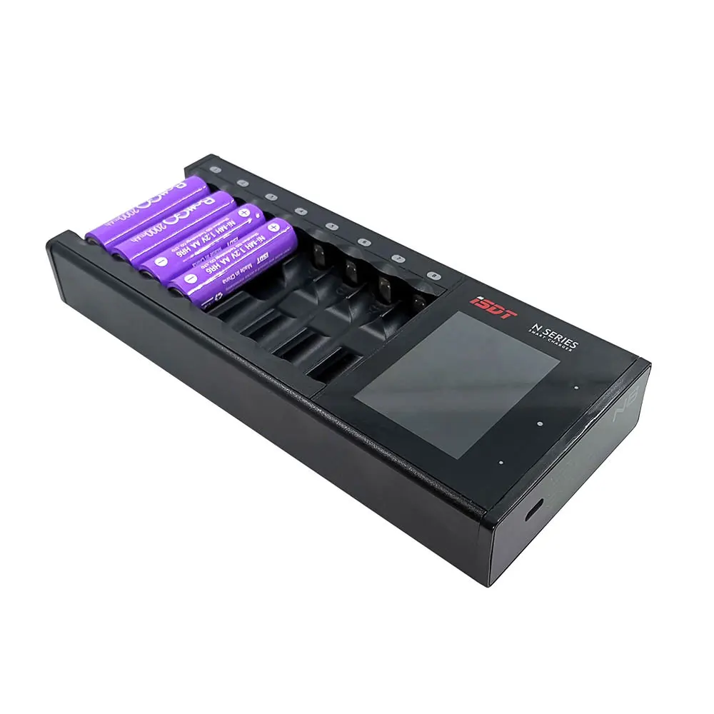 N8 LCD Display Universal Battery Charger 8-Slot Speedy Smart Battery Fast Charger for Rechargeable Batteries AA AAA Li-lon