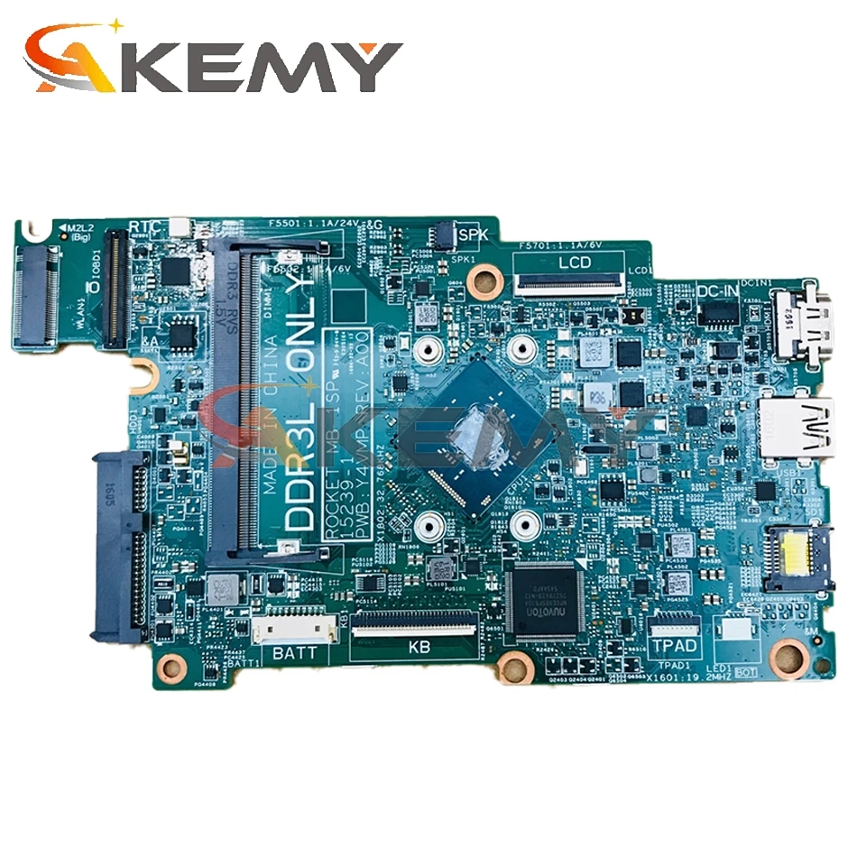 Akemy 15239-1 Y4VMP N3700 Процессор для Dell Inspiron 11 3162 3164 Материнская плата ноутбука CN-067YYK 67YYK