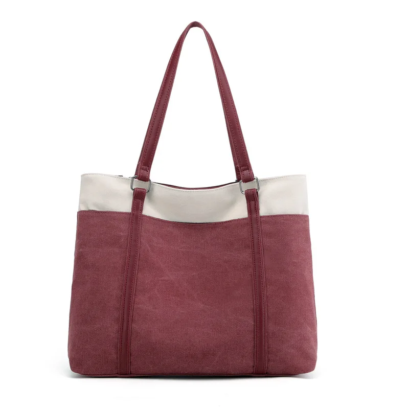 

W737 KANDRA High Quality Canvas Tote Bag Large Handbags Women Purse Shoulder Bag 2020 New Reusable Travel Storage Bag Grocery
