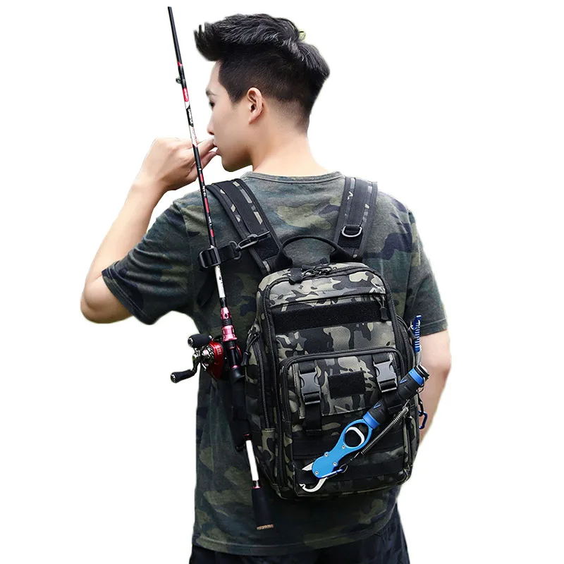 

Tactical Fishing Tackle Bag Outdoor Backpack Multifunctional Single Shoulder Military Bag Crossbody Pack Camping Chest Bags