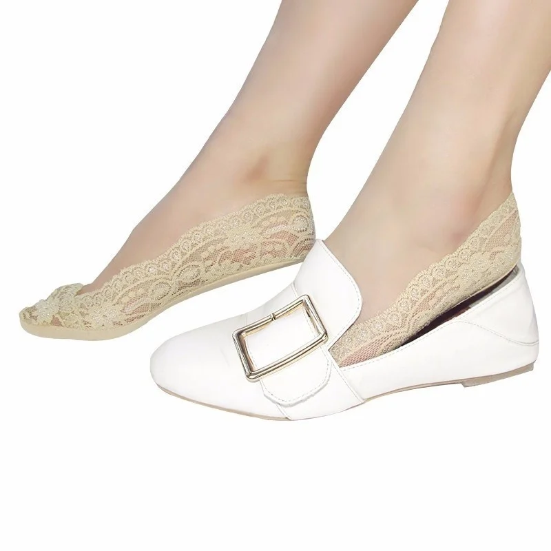 

5pairs A Pack Lace Non-slip Socks Women Fashion Cotton Invisible Anti-slip Ankle Socks Women Invisible Socks No Show Socks