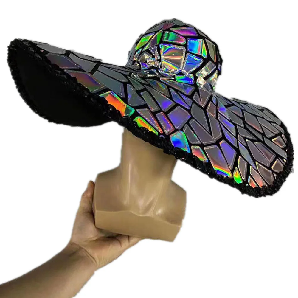 Модная шапка с блестками и широкими полями женские шапки для джазовых танцев