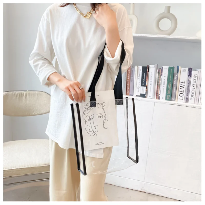 

Single Shoulder Bag Women Large Capacity Shopping Bag 2021 New Trendy Summer Fashion Transparent Jelly Bag Leisure Tote Bag