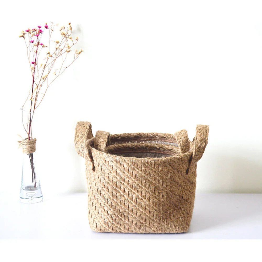 DIY ручной работы Джутовая Ткань плетеная корзина для хранения разное Корзина Для
