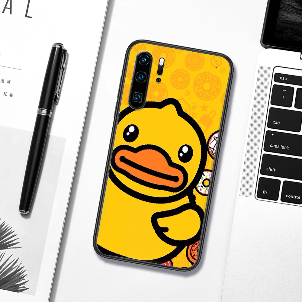 

Cartoon Cute Yellow B Duck Phone Case For Huawei P Mate 10 20 30 40 Pro Lite Smart 2019 2021 black Funda Painting Hoesjes Luxury