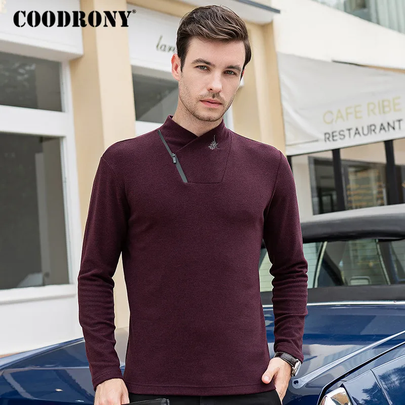 Мужская хлопковая футболка на молнии с воротником стойкой|Мужские футболки| |