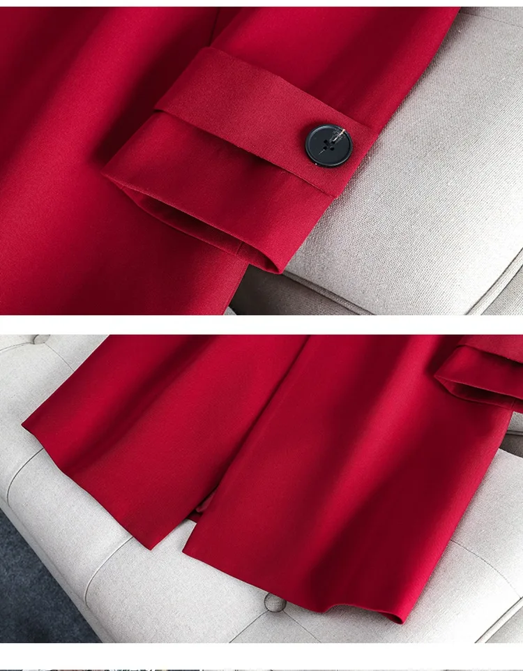 Costume et pantalon pour femmes, ensemble deux pièces, Blazer Long, Slim, couleur Pure, rouge vin, haut de gamme, collection automne et hiver 2021