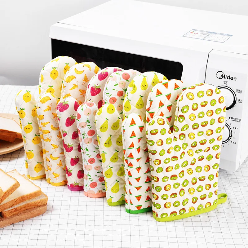 

1pcs Microwave Baking BBQ Glove Cotton Cute Oven Mitts Heat Resistant Potholders Non-slip Kitchen Cooking Tools Mitten