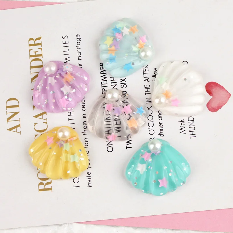 Kuutti Squishy 30pcs Fashion Pearl Shell Slime Charms Beads Headwear Flatback Craft Ornament Decoration Phone Case DIY Accessory |