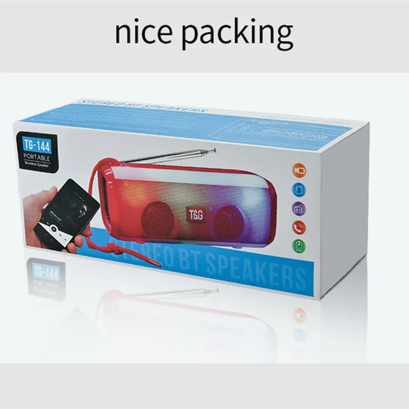 

TG144 Wireless Bluetooth Speaker Wireless Colorful Lights Subwoofer FM Radio Dual Speaker Cylindrical Speaker