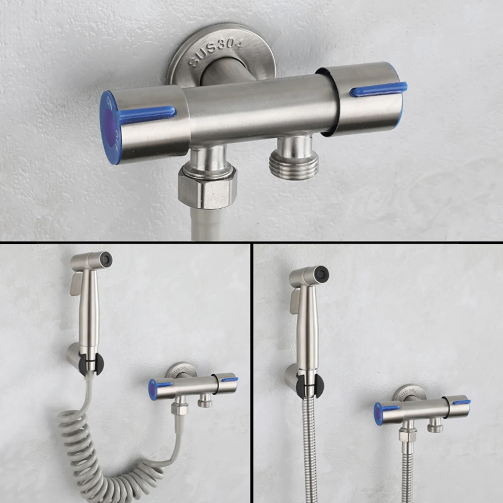 

KKmoon Bidet T-Adapter with Shut off Valve Stainless Steel Water Diverter Valve Dual-Connector Valve for Toilet Bathroom