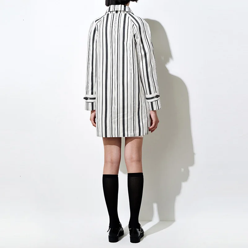Длинный Тренч в тонкую полоску Женская Осенняя простая уличная одежда стиле