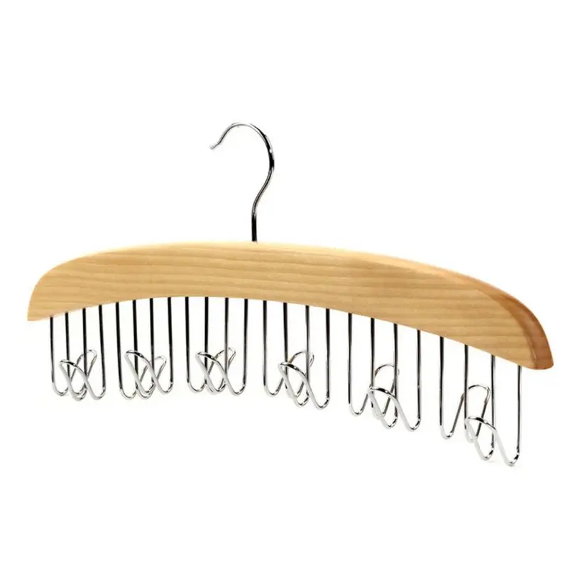 

Wood Racks With Stainless Steel Scarf Hooks Tie Belt Cloth Hanger Organizer 53CB