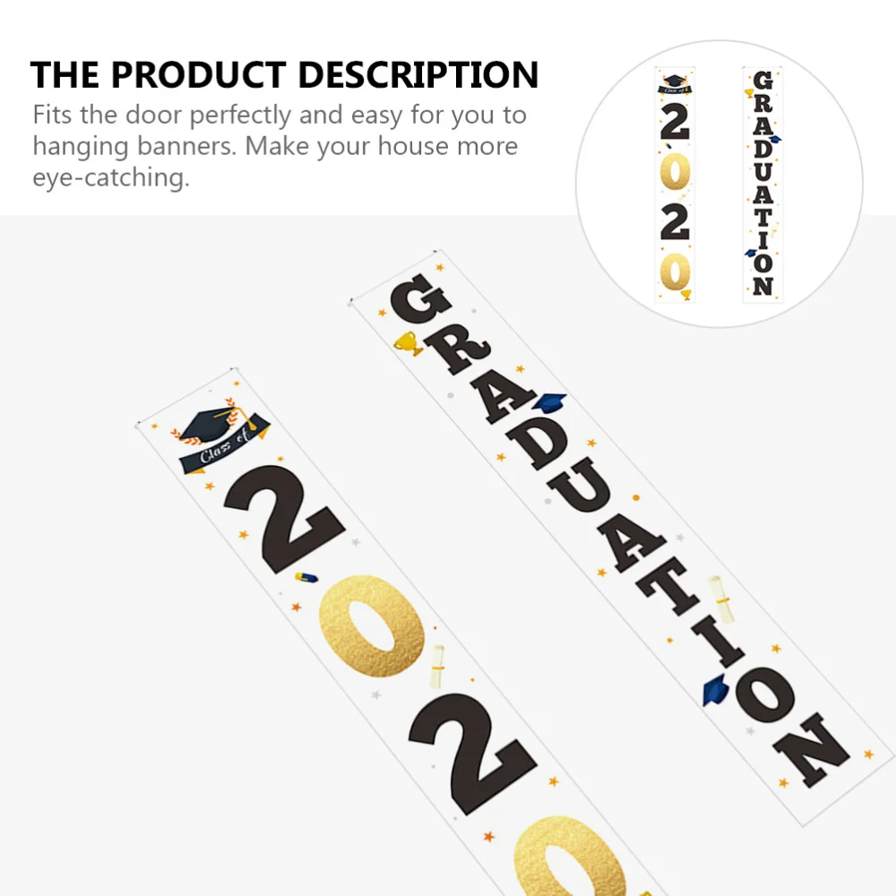 

1 Pair 2020 Graduation Hanging Sign Front Door Couplet Banner Decoration