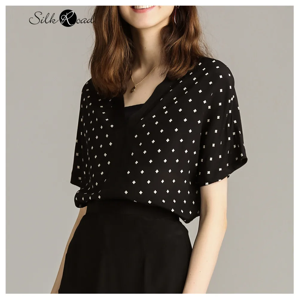 Женская однотонная шелковая футболка Silviye универсальная комбинированная с