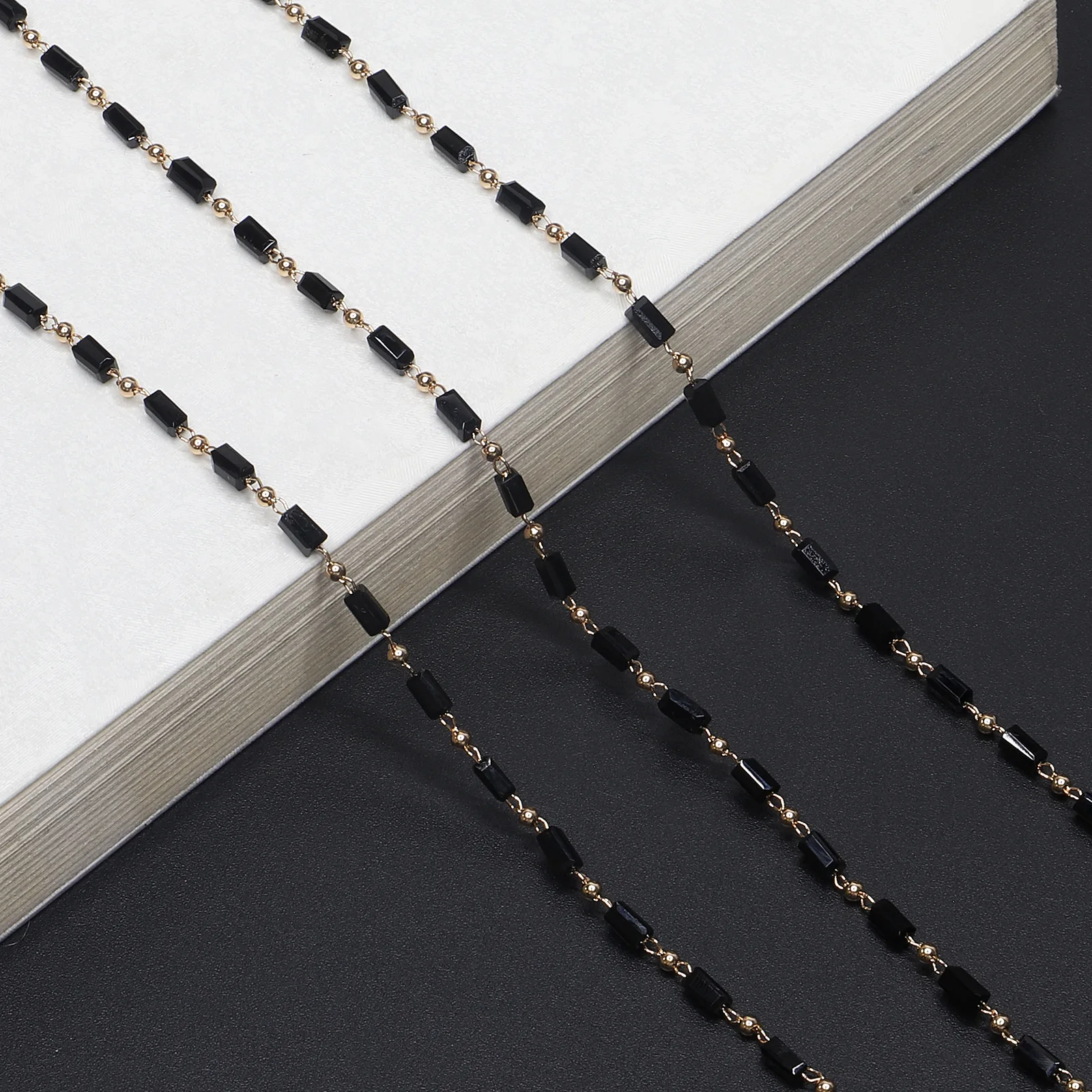 

Hot Fashion simple handmade black crystal glasses chain glasses chain