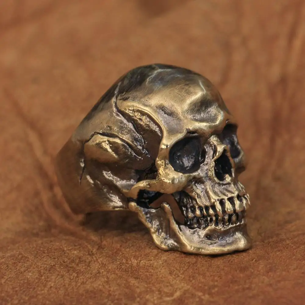 LINSION латунное кольцо с черепом мужское байкерское модель BR50 размер США 7 ~ 15 |